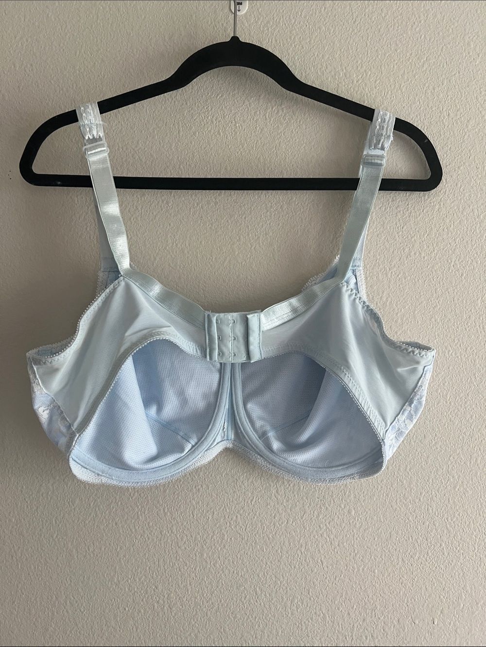 Vintage 90s Playtex 7652 Bra 44D Baby Blue White Lace Underwire Floral - Picture 4 of 7